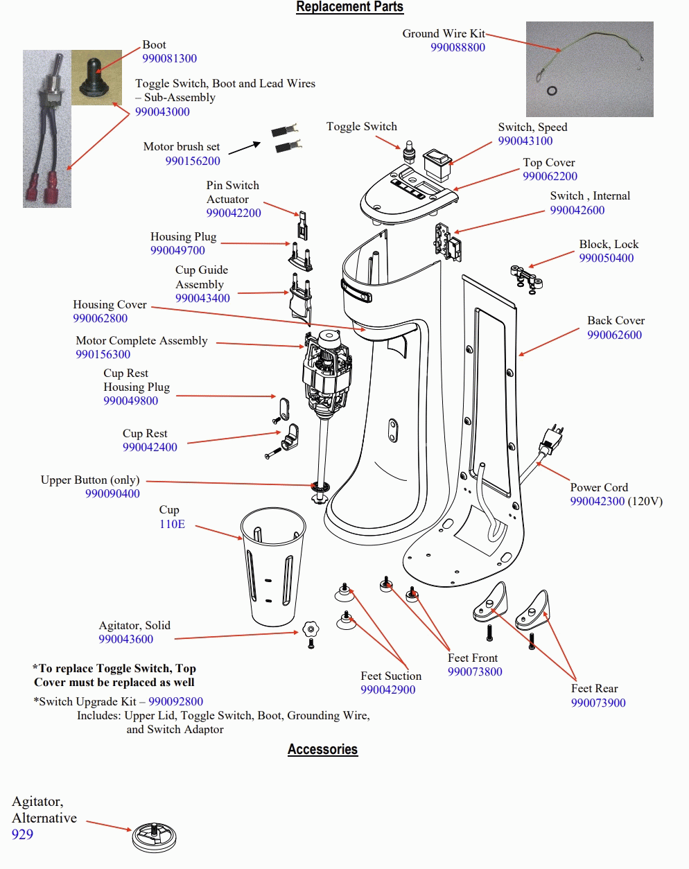 Diagram Diagram and Parts List for HMD200-C  Hamilton Beach Drink Mixer